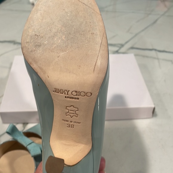 Jimmy Choo limited edition duck blue patent heel grosgrain ribbon - Picture 7 of 8